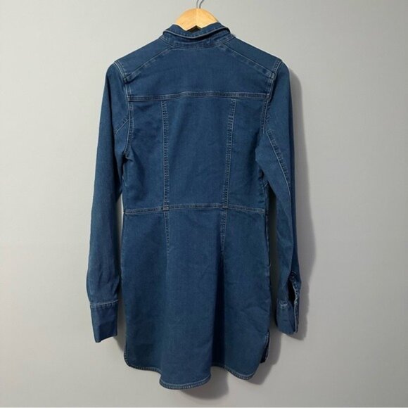 Free People Dynomite Denim Dress Small Western Boho Retro 70s - Picture 4 of 13